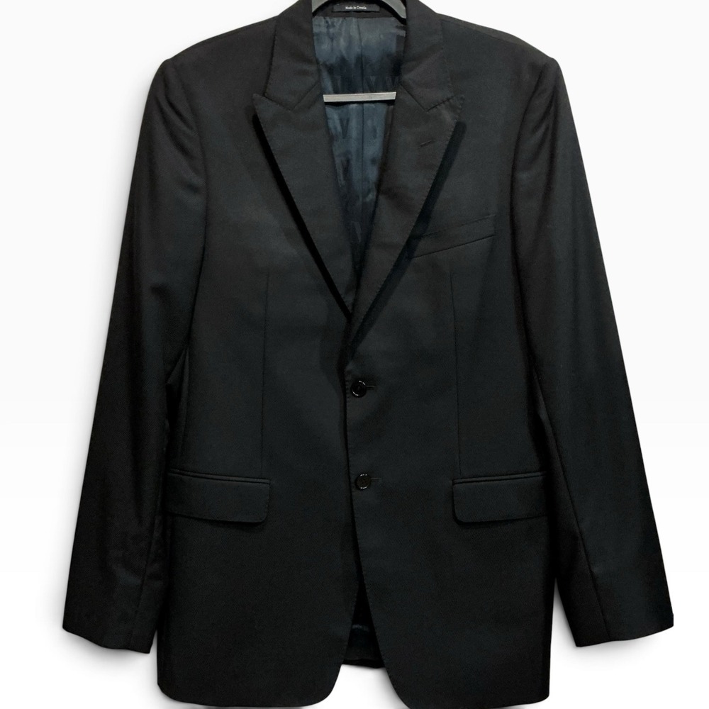 Versace Men's Wool Blazer V Logo Jacquard Lining Black 52 US 42 Luxury